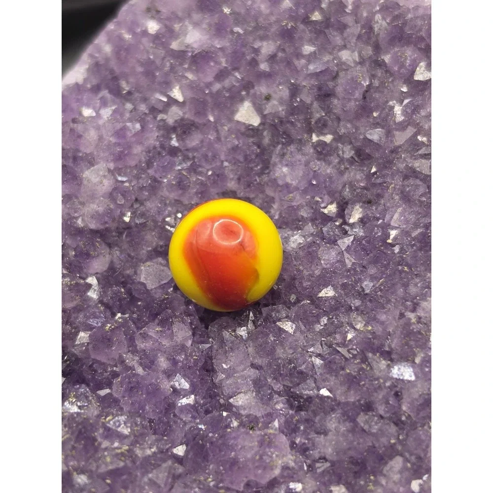 Yellow & Orange Akro TwoColor Prize Corkscrew Swirl Vintage Marble